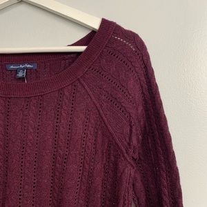 Wine cable-knit sweater from AE